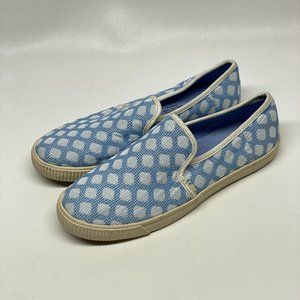 Toms Women Baby Blue White Polka Dot Slip On Loafers Shoes.